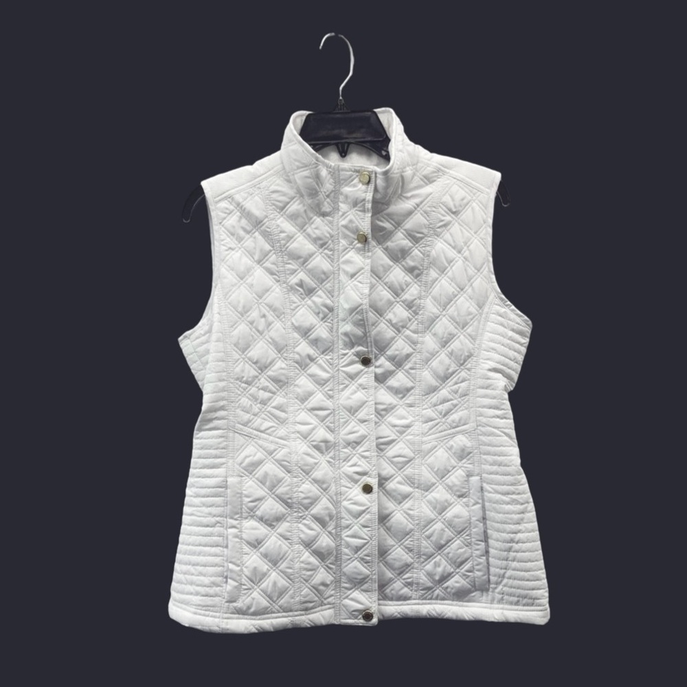 WEATHERPROOF Brand Quilted Lined Vest White with Gold Accents ADJUST. WAIST M. - Picture 4 of 15